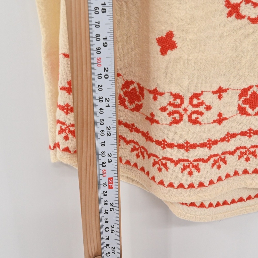 Lucky Brand Embroidered Top Womens Size M Beige Red Sleeveless Scoop Neck Tank - Picture 4 of 10